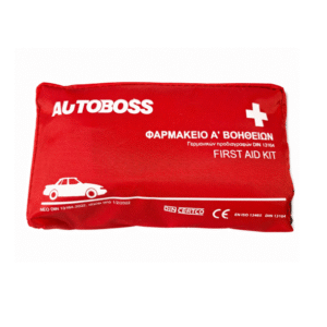 Φαρμακείο αυτοκινήτου AUTOBOSS πλήρως εξοπλισμένο, με υφασμάτινη θήκη E.U. Σύμφωνα με τους νέους κανονισμούς του Υπουργείου